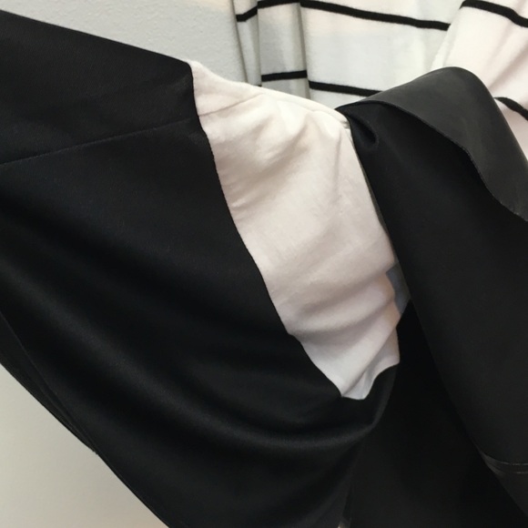 Bailey 44 Faux Leather Cotton Shift Dress Medium Stripe 60’s Vibe Casual Stretch - Picture 6 of 8